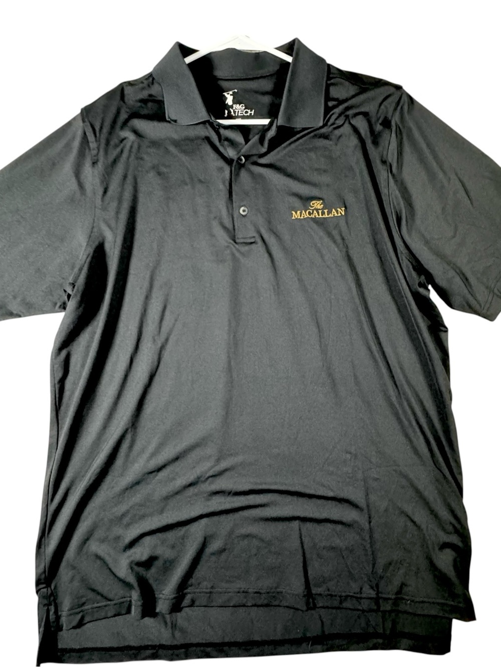 Men’s Black Golf Polo with Gold Logo Maccallan Logo Embroidery